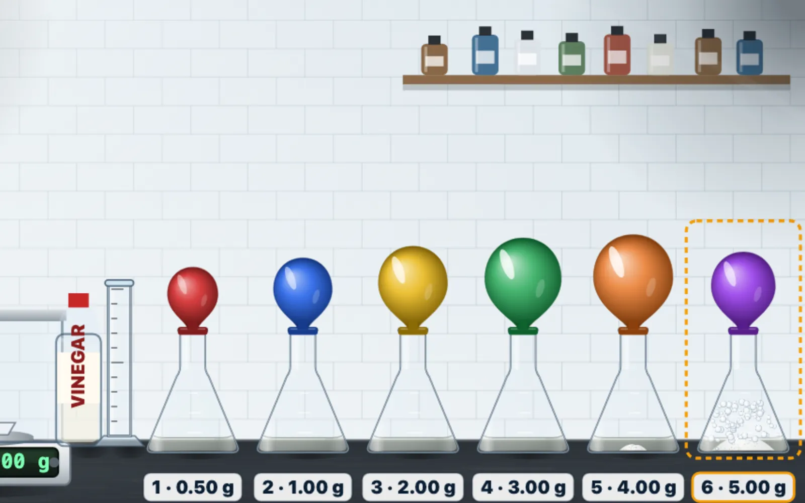 Moles & Stoichiometry Lab screenshot